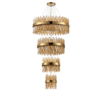 Hampton 4 Tier 58 Light Ceiling Pendant Light In Brass With Amber Glass