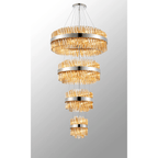 Hampton 4 Tier 58 Light Ceiling Pendant Light In Polished Nickel With Amber Glass