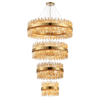 Hampton 4 Tier 84 Light Ceiling Pendant Light In Brass With Amber Glass