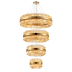 Hampton 4 Tier 84 Light Ceiling Pendant Light In Brass With Amber Glass
