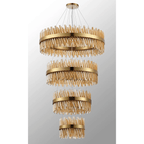Hampton 4 Tier 84 Light Ceiling Pendant Light In Brass With Amber Glass