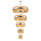 Hampton 5 Tier 90 Light Ceiling Pendant Light In Polished Nickel With Amber Glass