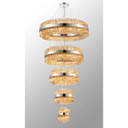 Hampton 5 Tier 90 Light Ceiling Pendant Light In Polished Nickel With Amber Glass
