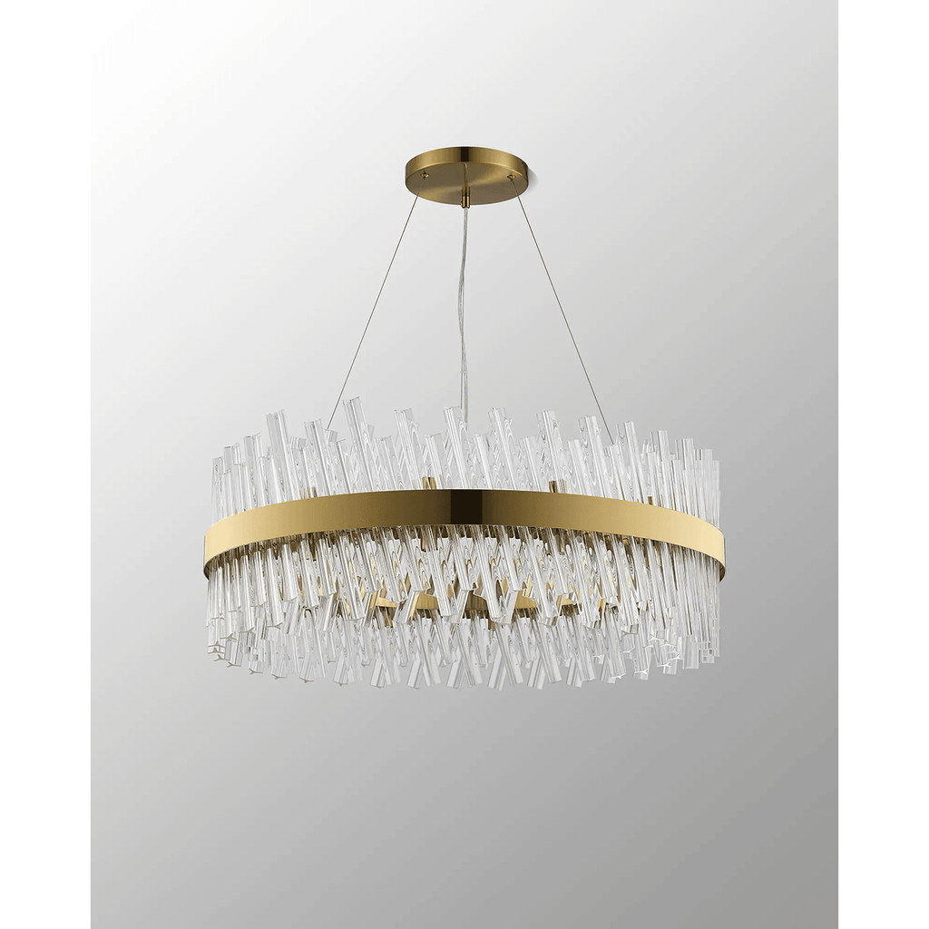 Hampton 24 Light Ceiling Pendant Light In Brass With Clear Glass