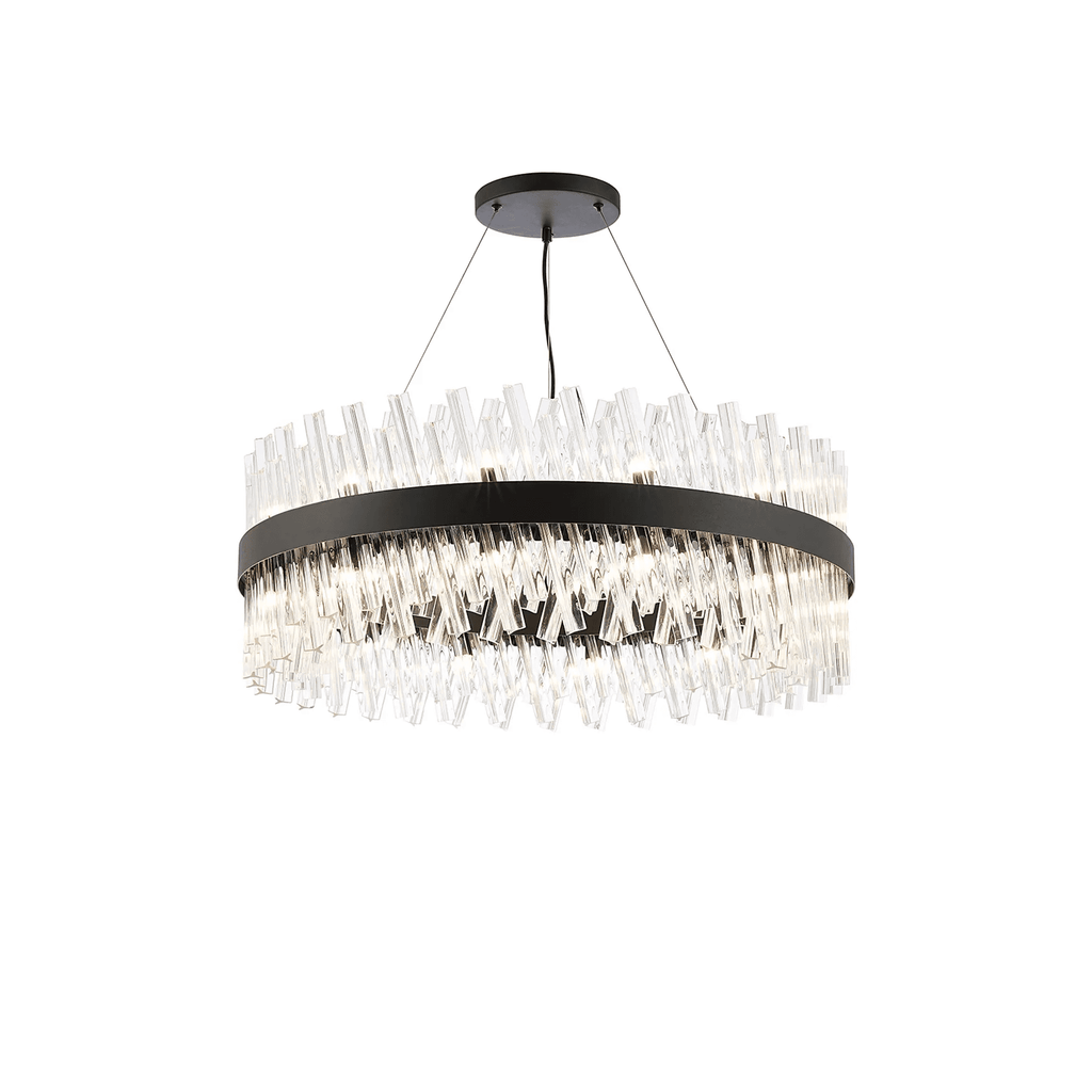 Hampton 24 Light Ceiling Pendant Light In Satin Black With Clear Glass