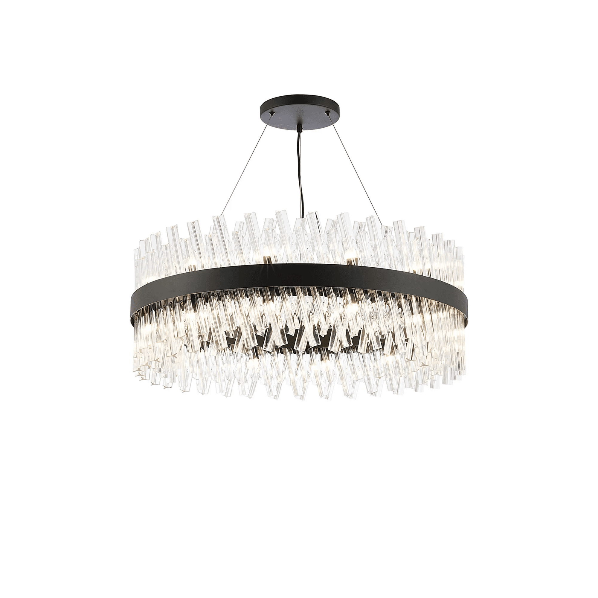 Hampton 24 Light Ceiling Pendant Light In Satin Black With Clear Glass