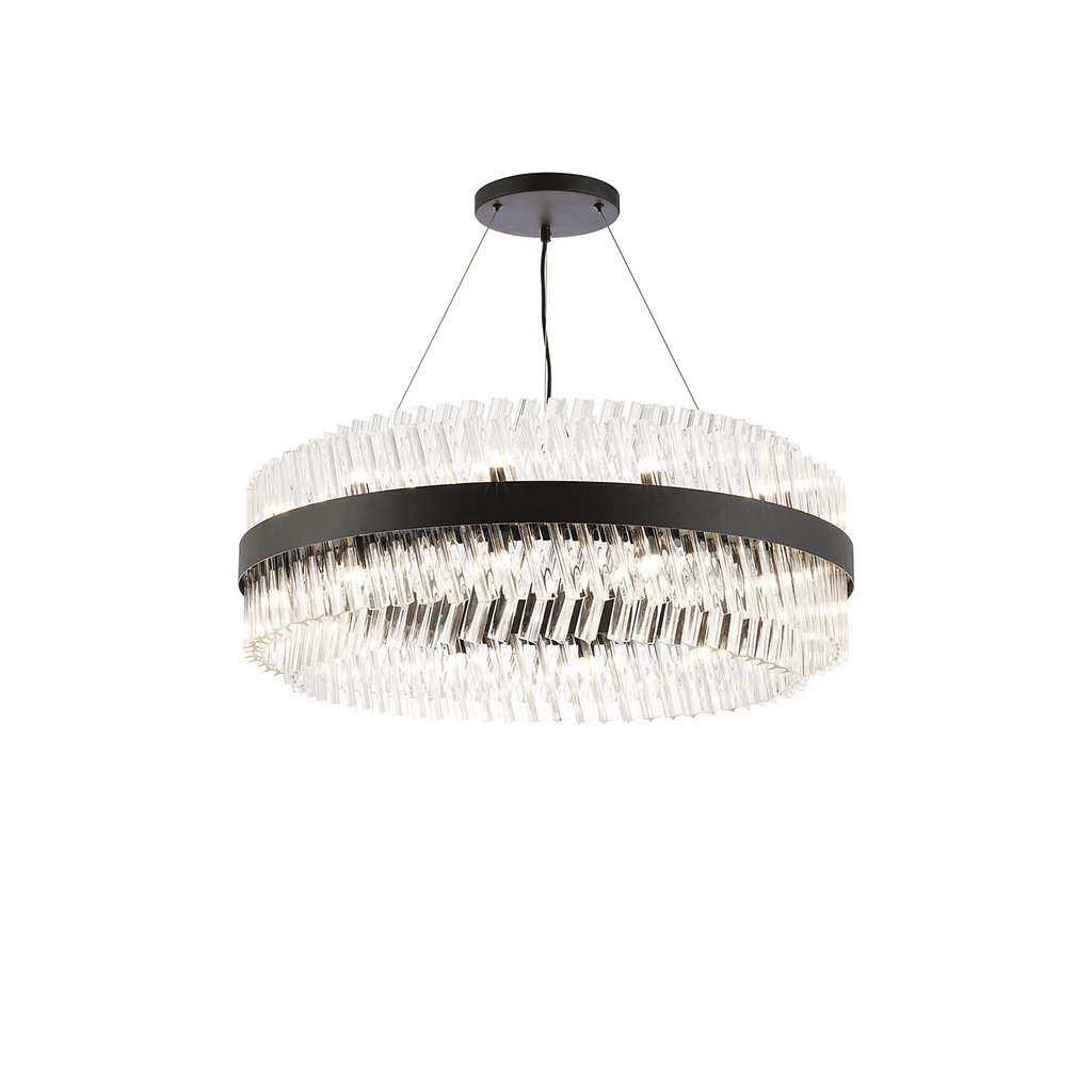 Hampton 24 Light Ceiling Pendant Light In Satin Black With Clear Glass