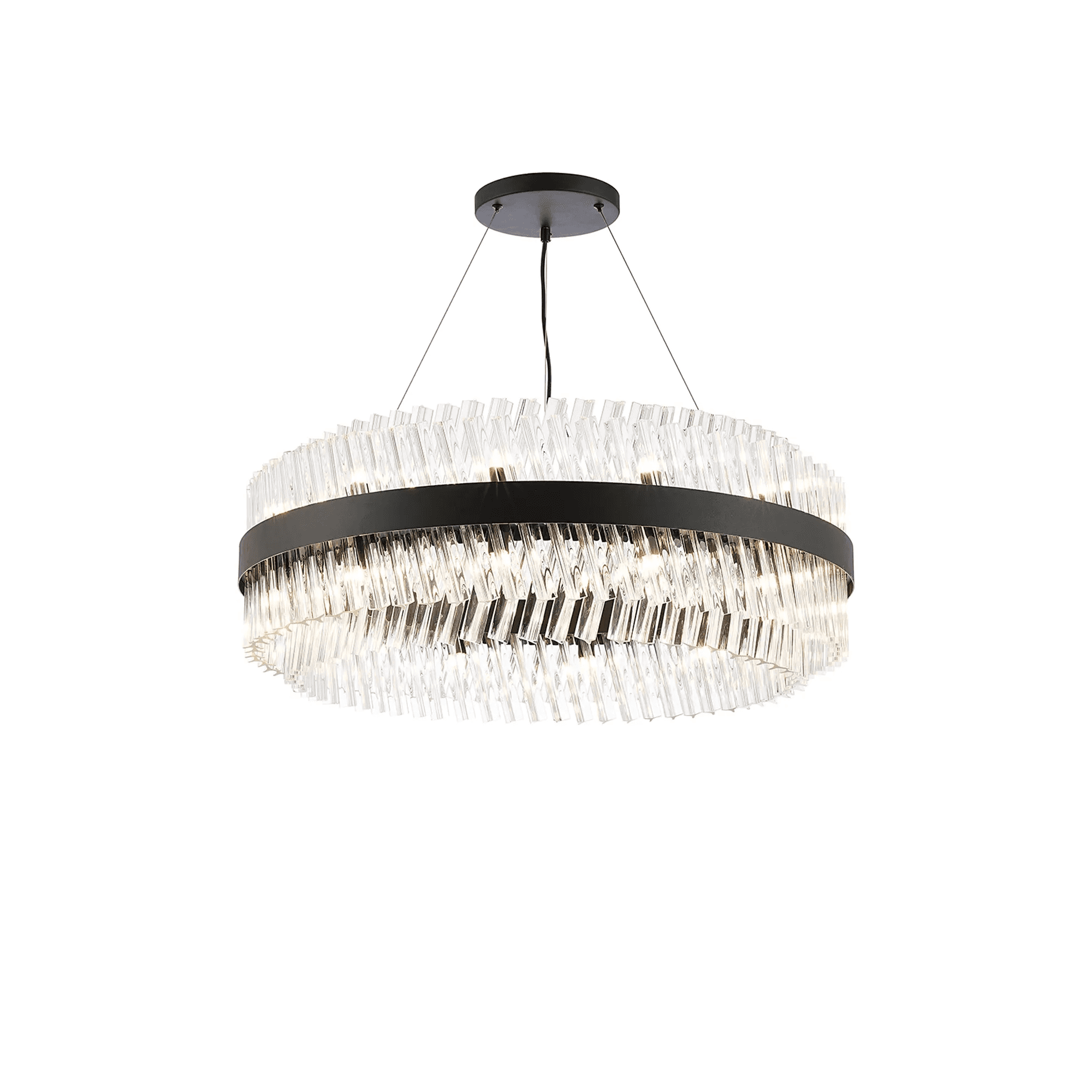 Hampton 24 Light Ceiling Pendant Light In Satin Black With Clear Glass