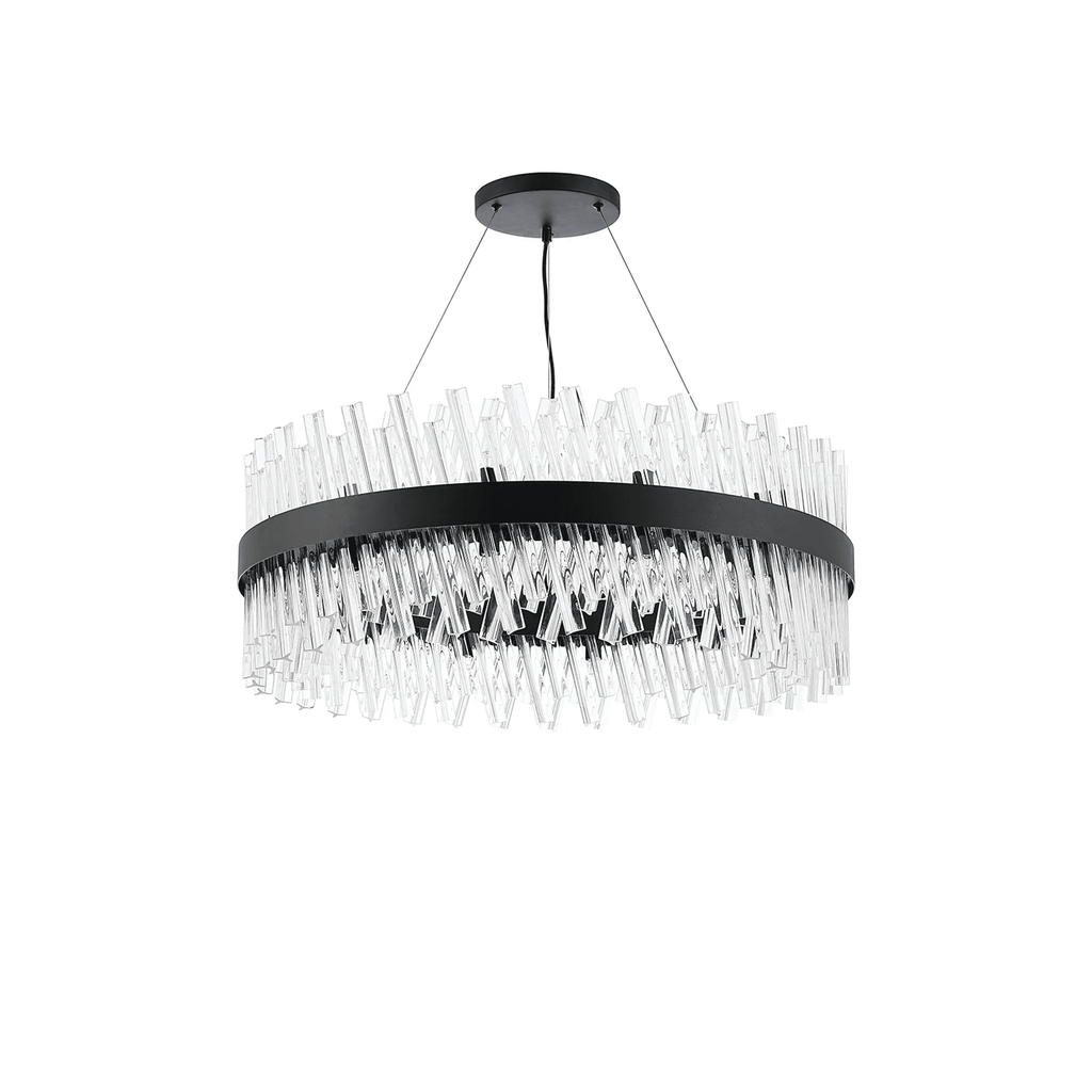 Hampton 24 Light Ceiling Pendant Light In Satin Black With Clear Glass