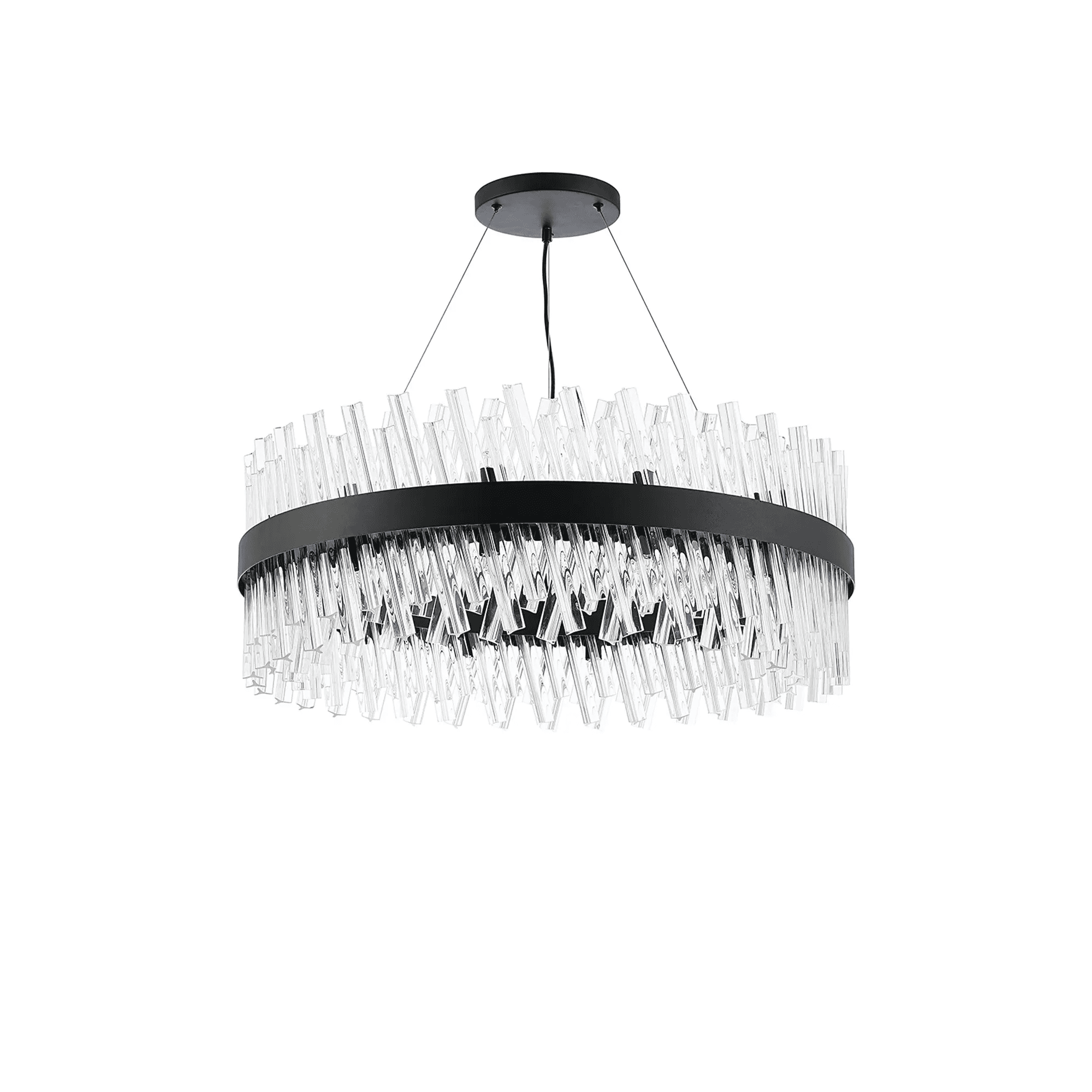 Hampton 24 Light Ceiling Pendant Light In Satin Black With Clear Glass