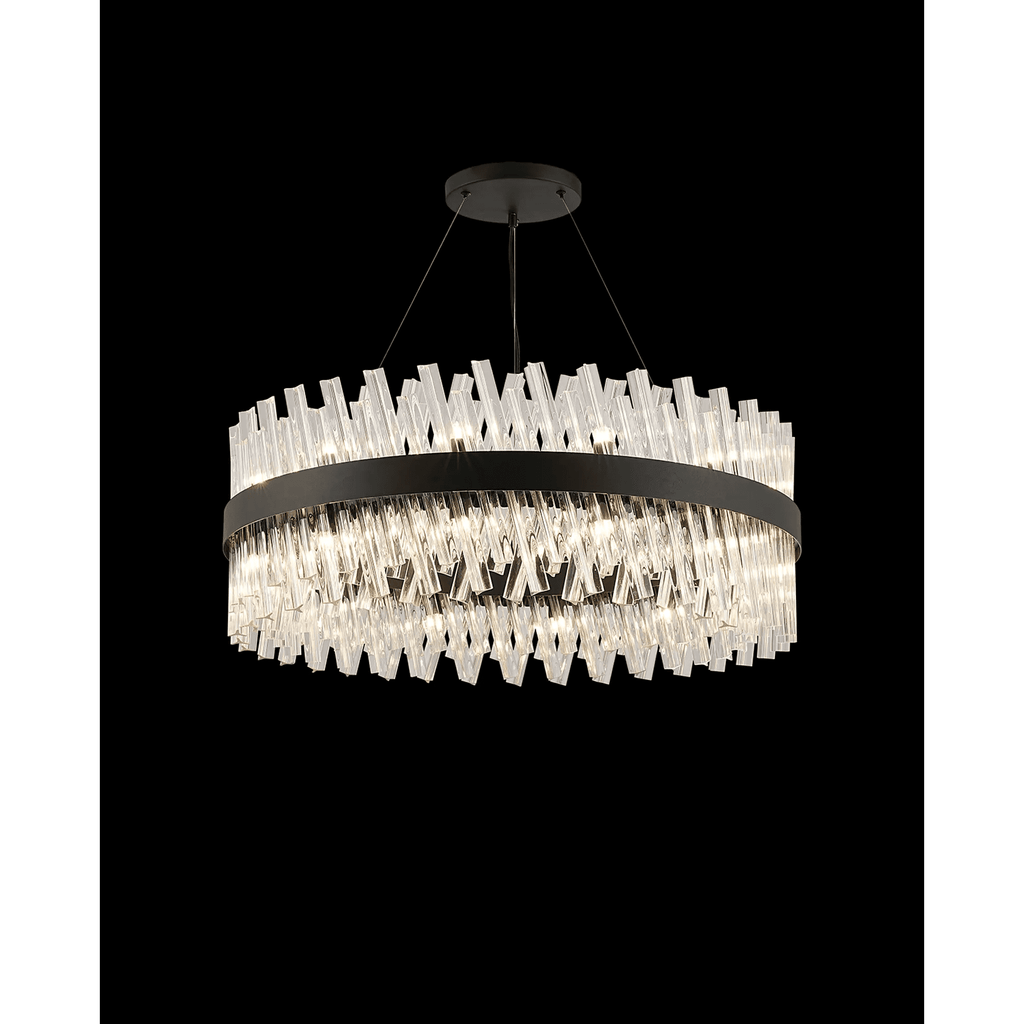 Hampton 24 Light Ceiling Pendant Light In Satin Black With Clear Glass