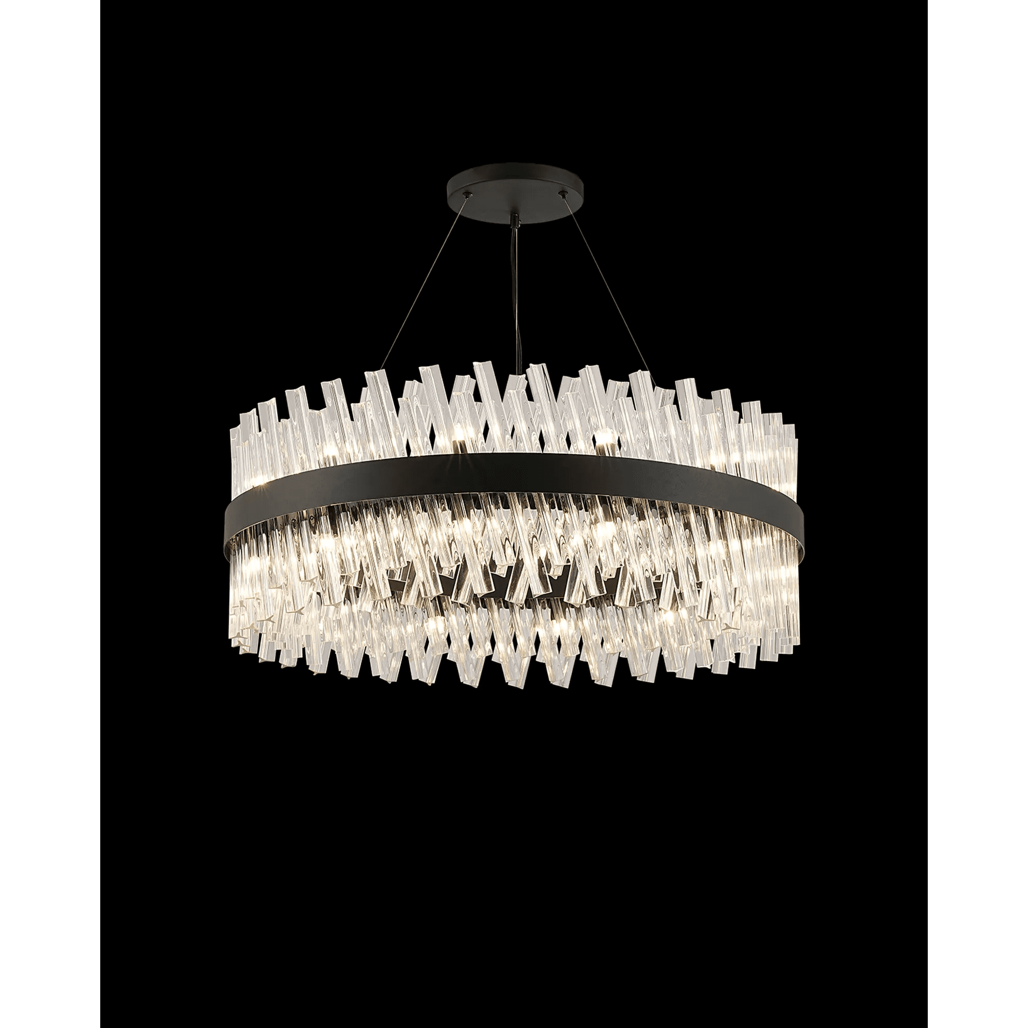 Hampton 24 Light Ceiling Pendant Light In Satin Black With Clear Glass