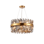 Hampton 18 Light Ceiling Pendant Light In Brass With Smoked Glass