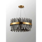Hampton 18 Light Ceiling Pendant Light In Brass With Smoked Glass