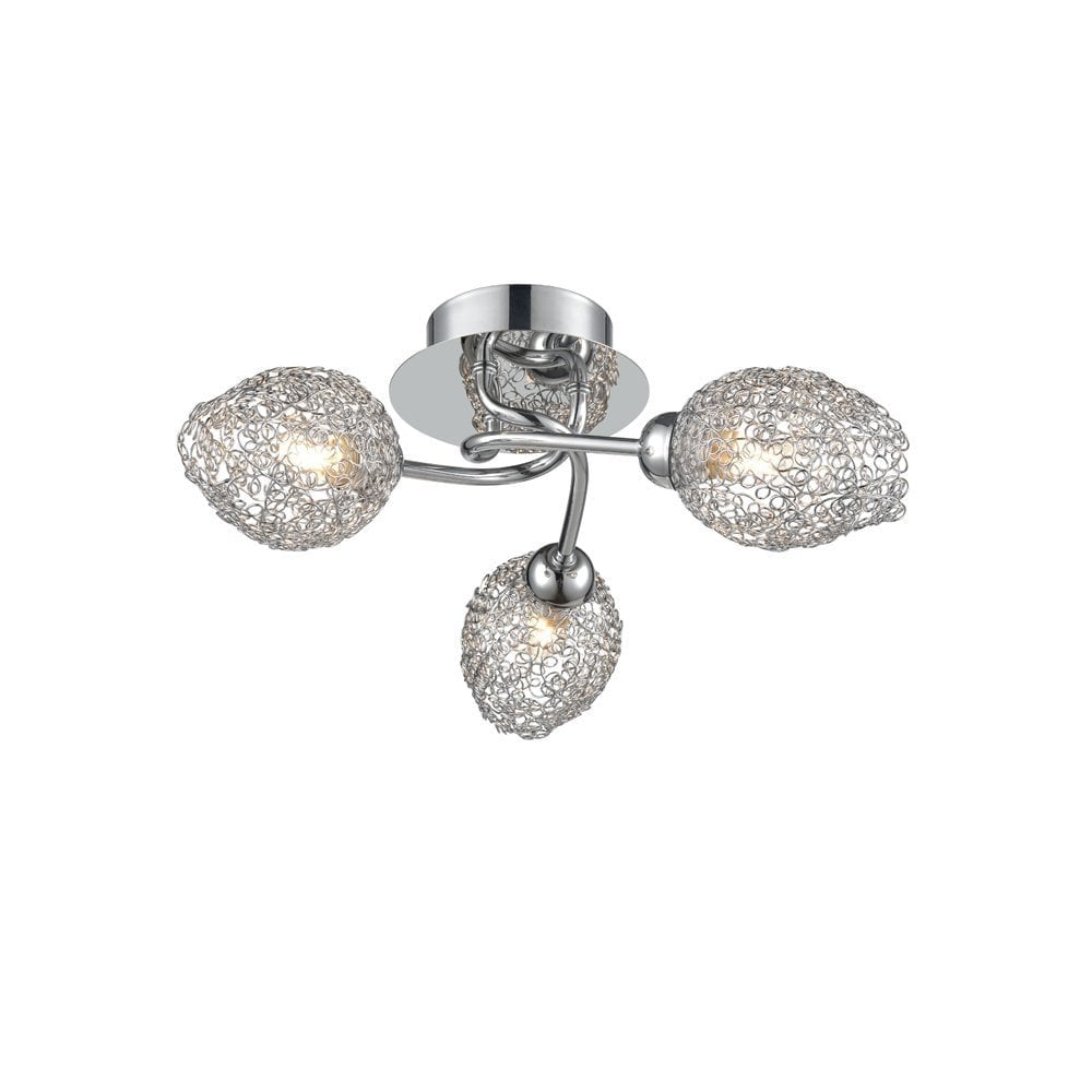 Flush Ceiling Light In Chrome With Small Wire Shades FL2404-3