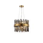 Hampton 10 Light Ceiling Pendant Light In Brass With Smoked Glass