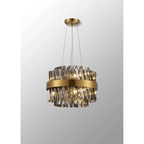 Hampton 10 Light Ceiling Pendant Light In Brass With Smoked Glass