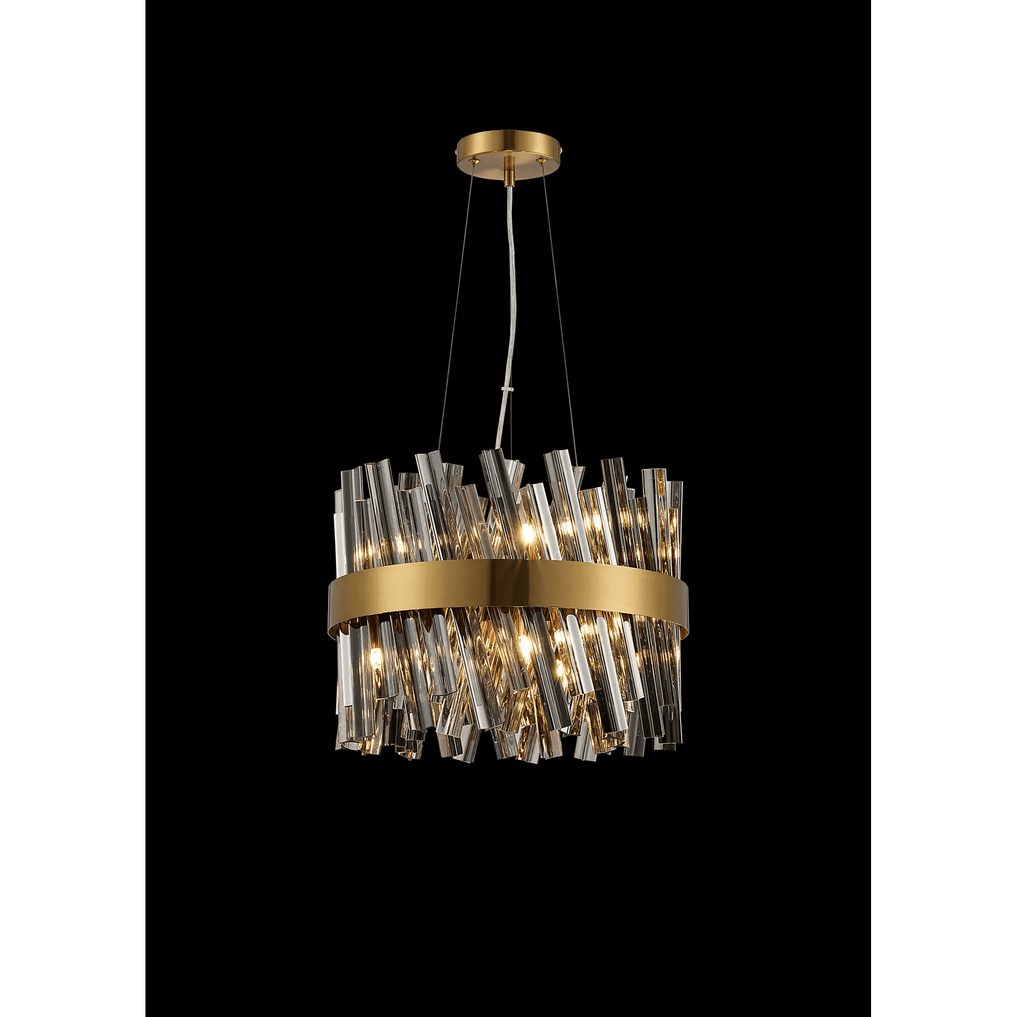 Hampton 10 Light Ceiling Pendant Light In Brass With Smoked Glass