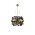 Hampton 10 Light Ceiling Pendant Light In Brass With Smoked Glass