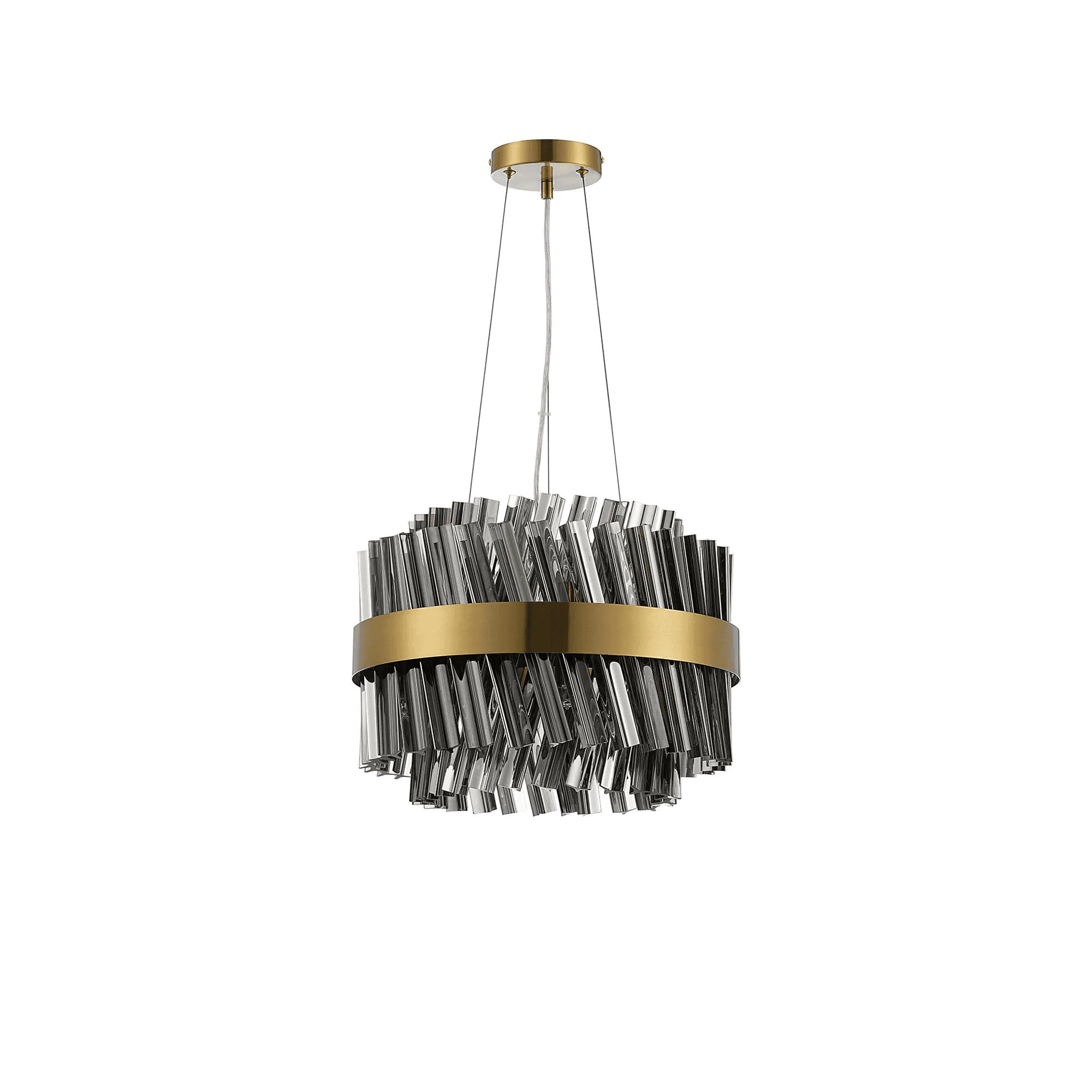 Hampton 10 Light Ceiling Pendant Light In Brass With Smoked Glass
