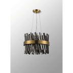 Hampton 10 Light Ceiling Pendant Light In Brass With Smoked Glass