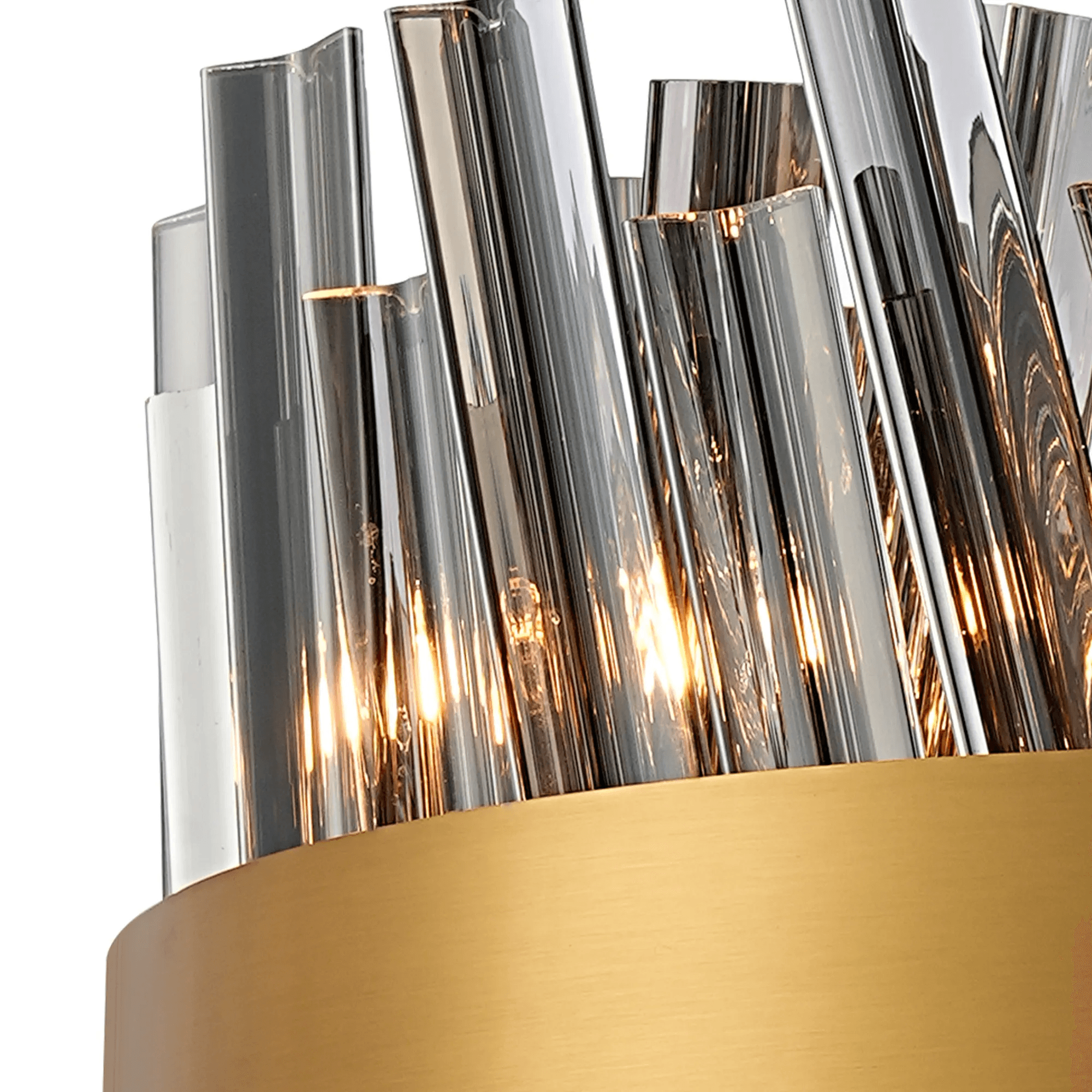 Hampton 10 Light Ceiling Pendant Light In Brass With Smoked Glass