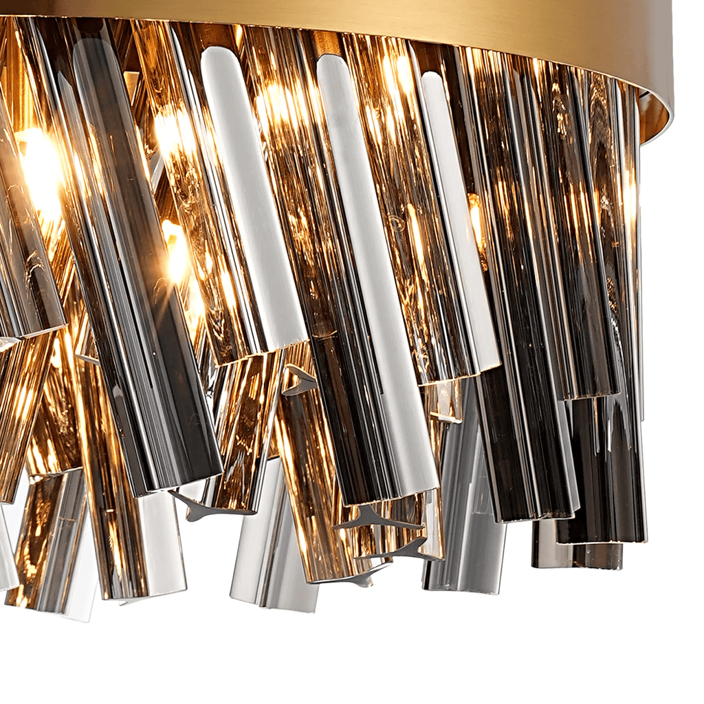 Hampton 10 Light Ceiling Pendant Light In Brass With Smoked Glass