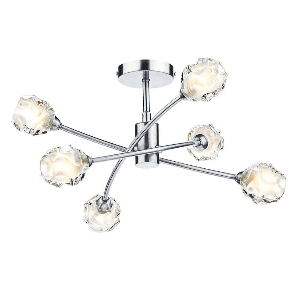 Seattle 6 Light Semi Flush Ceiling Light In Satin Chrome Finish SEA0646
