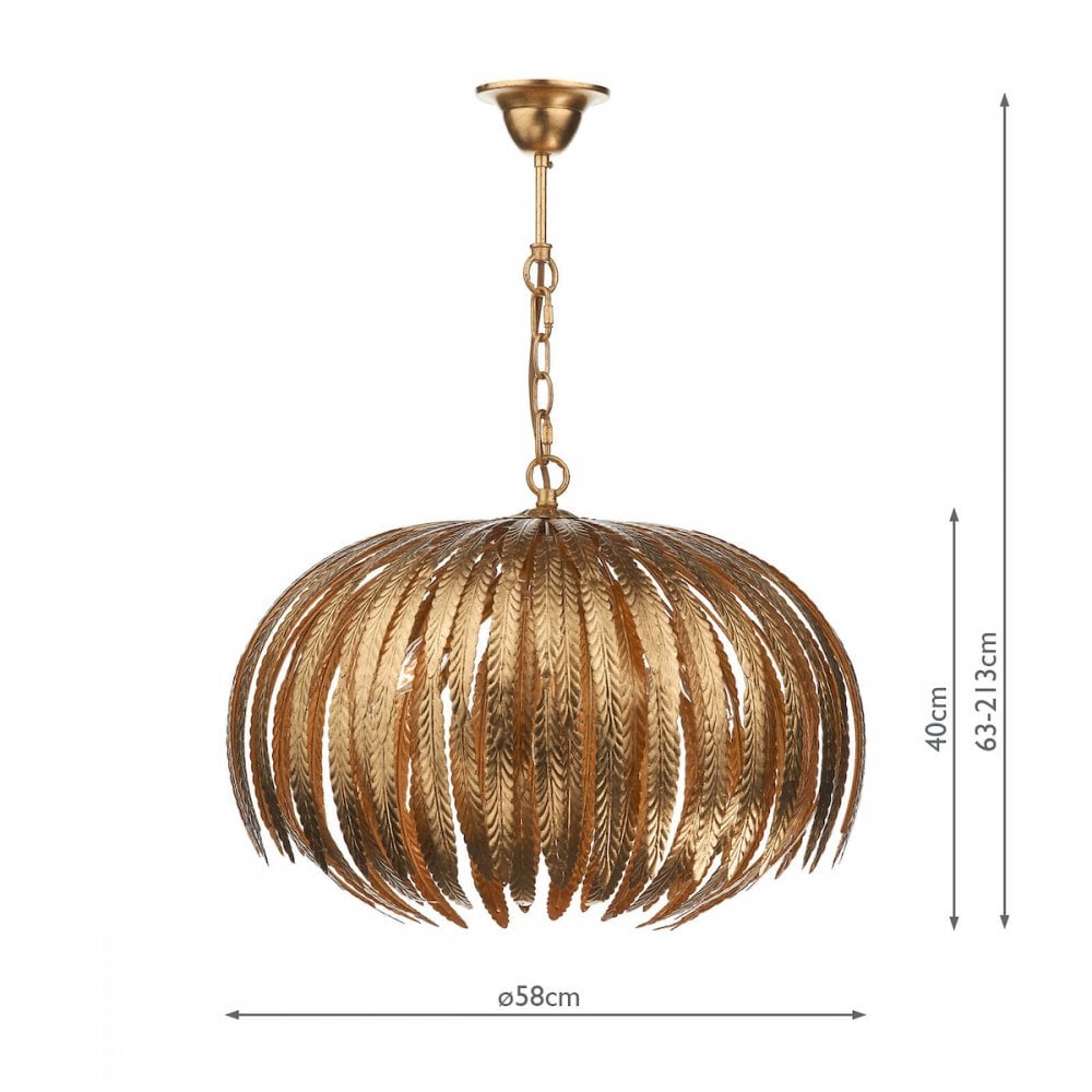 ATT0535 Atticus Decorative 5 Light Intricate Gold Leaf Ceiling Pendant