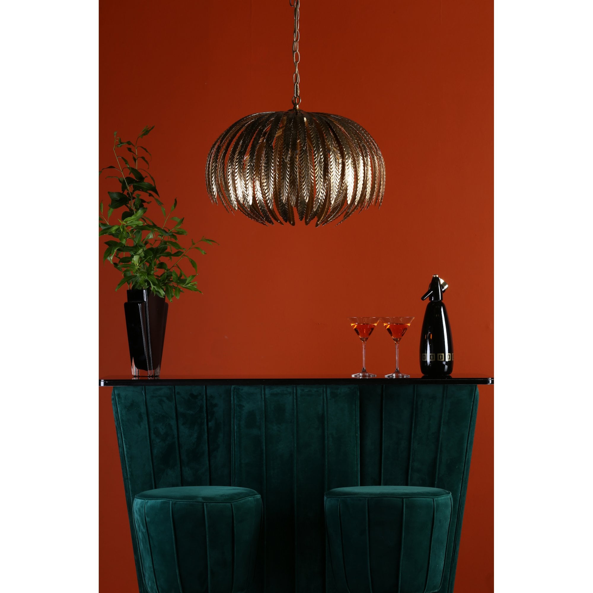 ATT0535 Atticus Decorative 5 Light Intricate Gold Leaf Ceiling Pendant