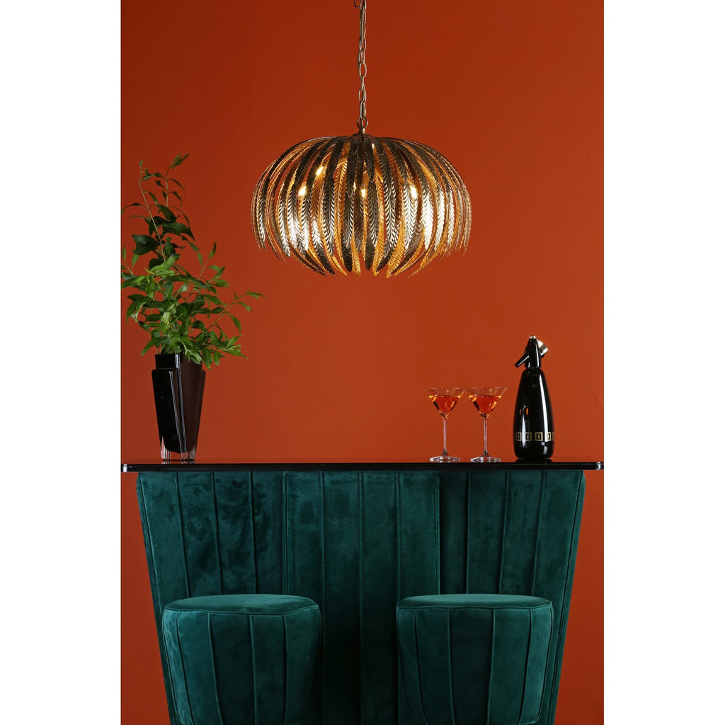 ATT0535 Atticus Decorative 5 Light Intricate Gold Leaf Ceiling Pendant