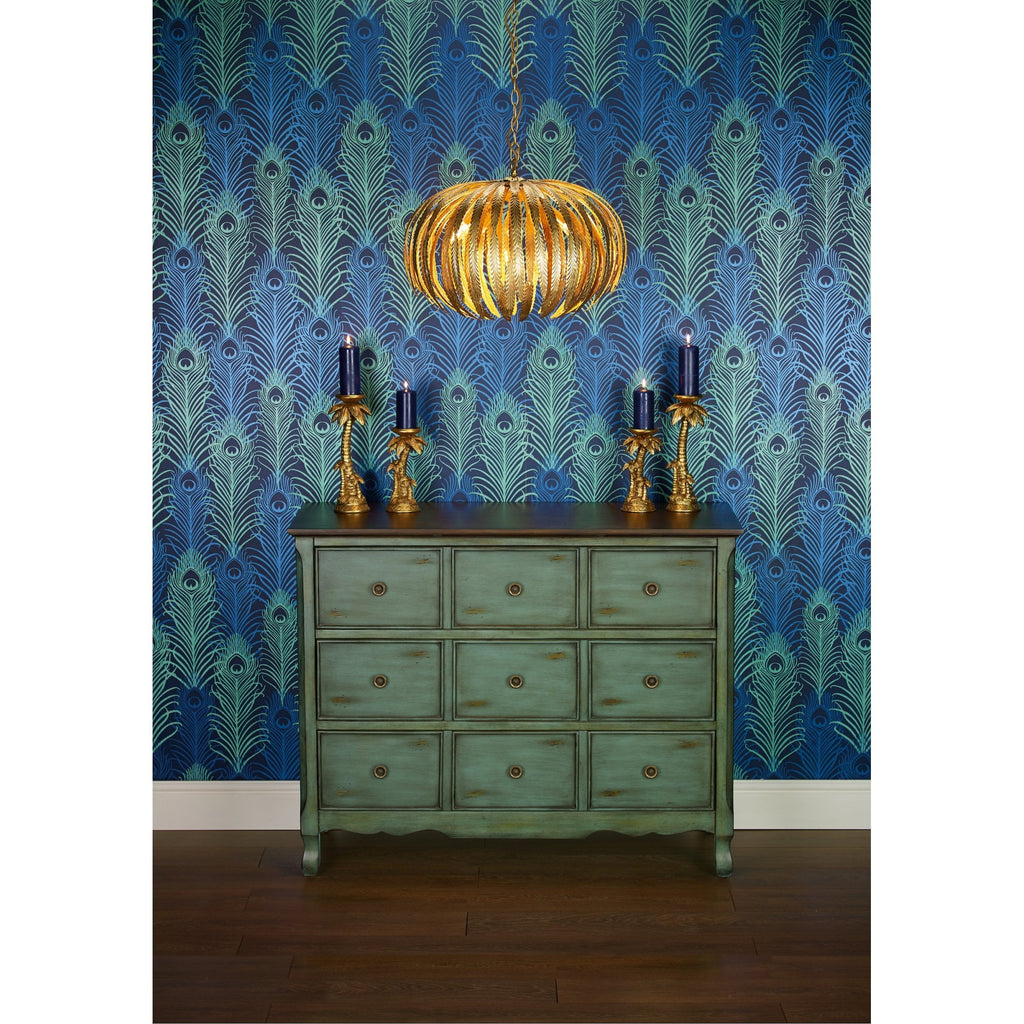 ATT0535 Atticus Decorative 5 Light Intricate Gold Leaf Ceiling Pendant