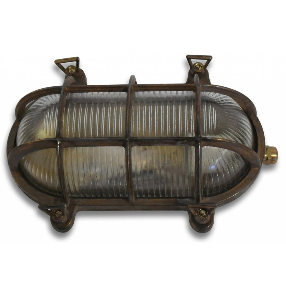 Jetty Large Standard Bulkhead In Antique Brass Finish