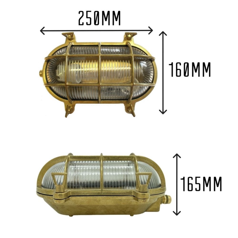 Jetty Large Standard Bulkhead In Antique Brass Finish