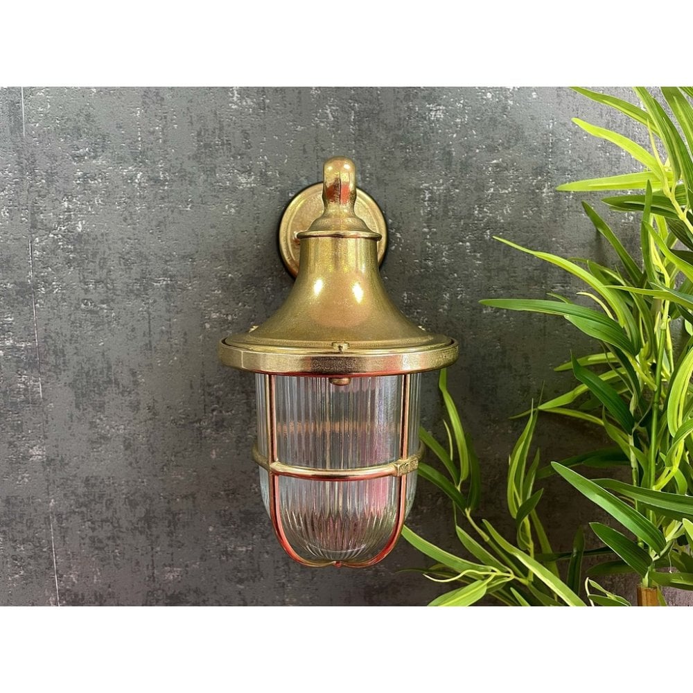 Jetty Coastal Wall Lantern In Raw Brass Finish