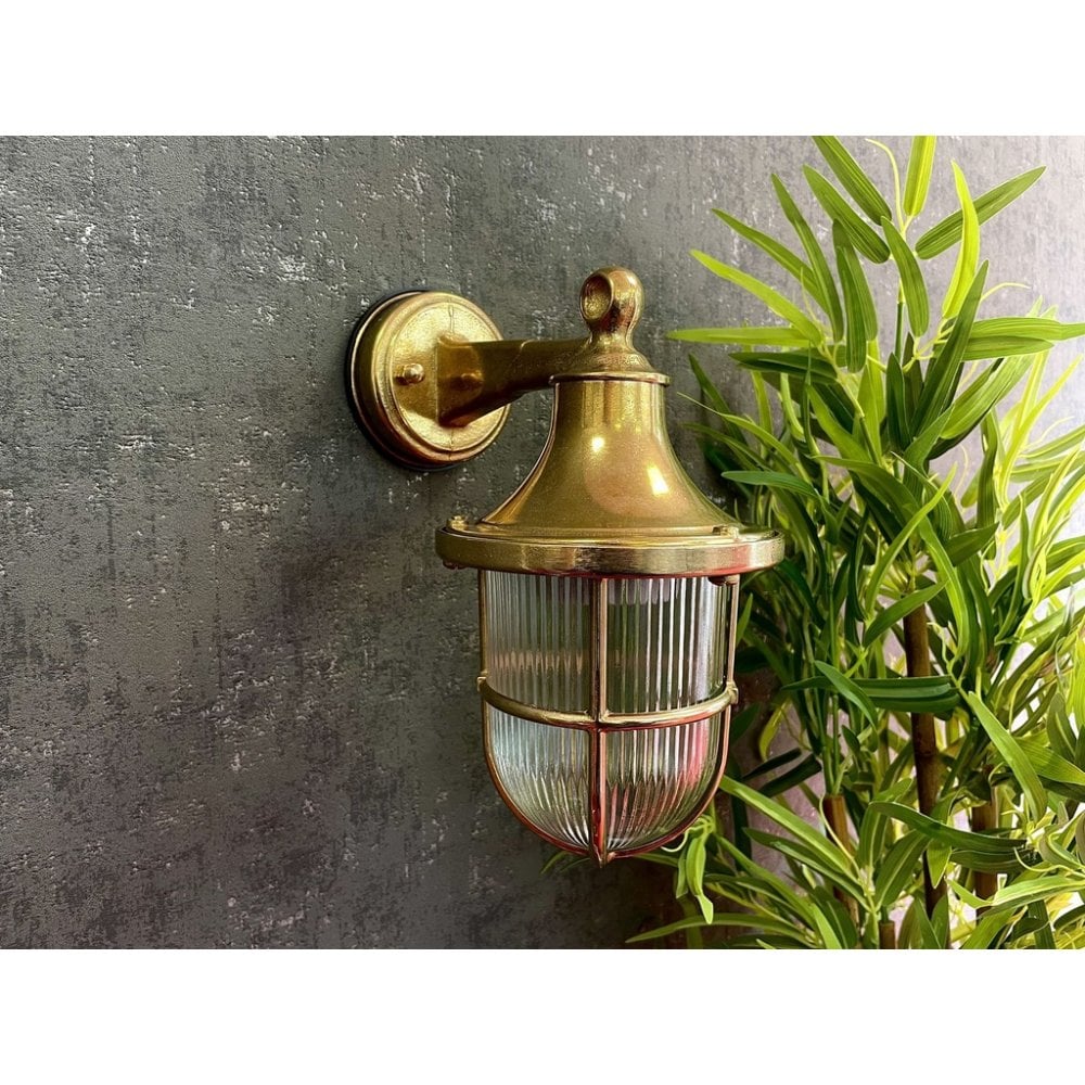Jetty Coastal Wall Lantern In Raw Brass Finish