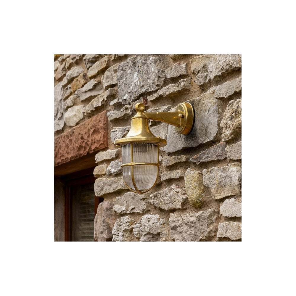 Jetty Coastal Wall Lantern In Raw Brass Finish