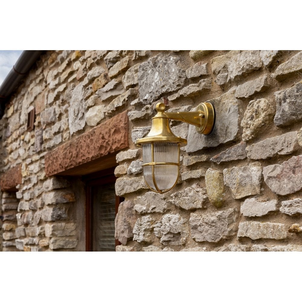 Jetty Coastal Wall Lantern In Raw Brass Finish