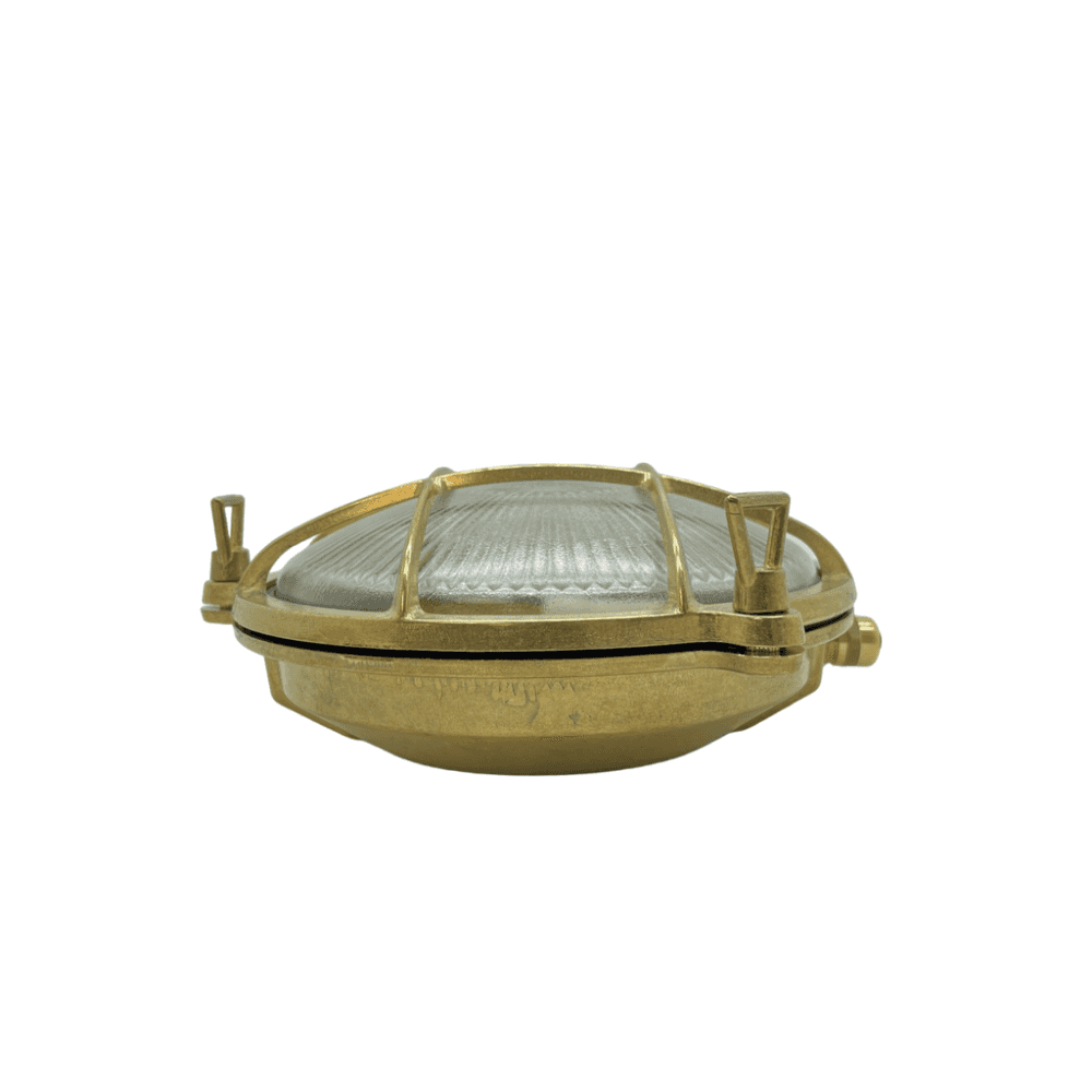 Jetty Small Coastal Round Wall Lantern In Raw Brass Finish
