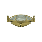 Jetty Small Coastal Round Wall Lantern In Raw Brass Finish