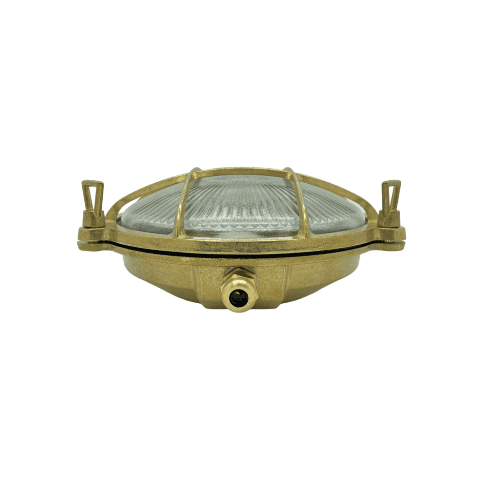 Jetty Small Coastal Round Wall Lantern In Raw Brass Finish