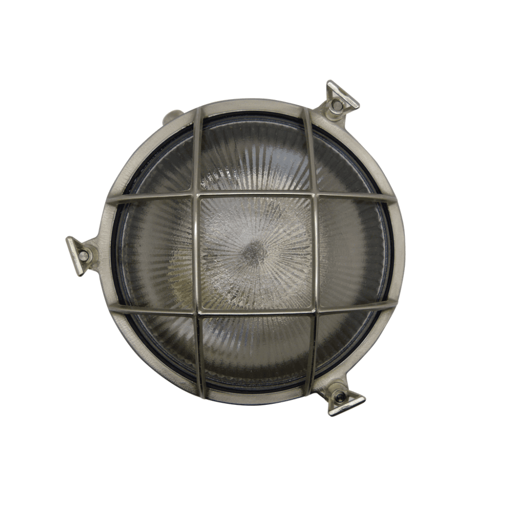 Jetty Large Coastal Round Wall Lantern In Satin Nickel Finish
