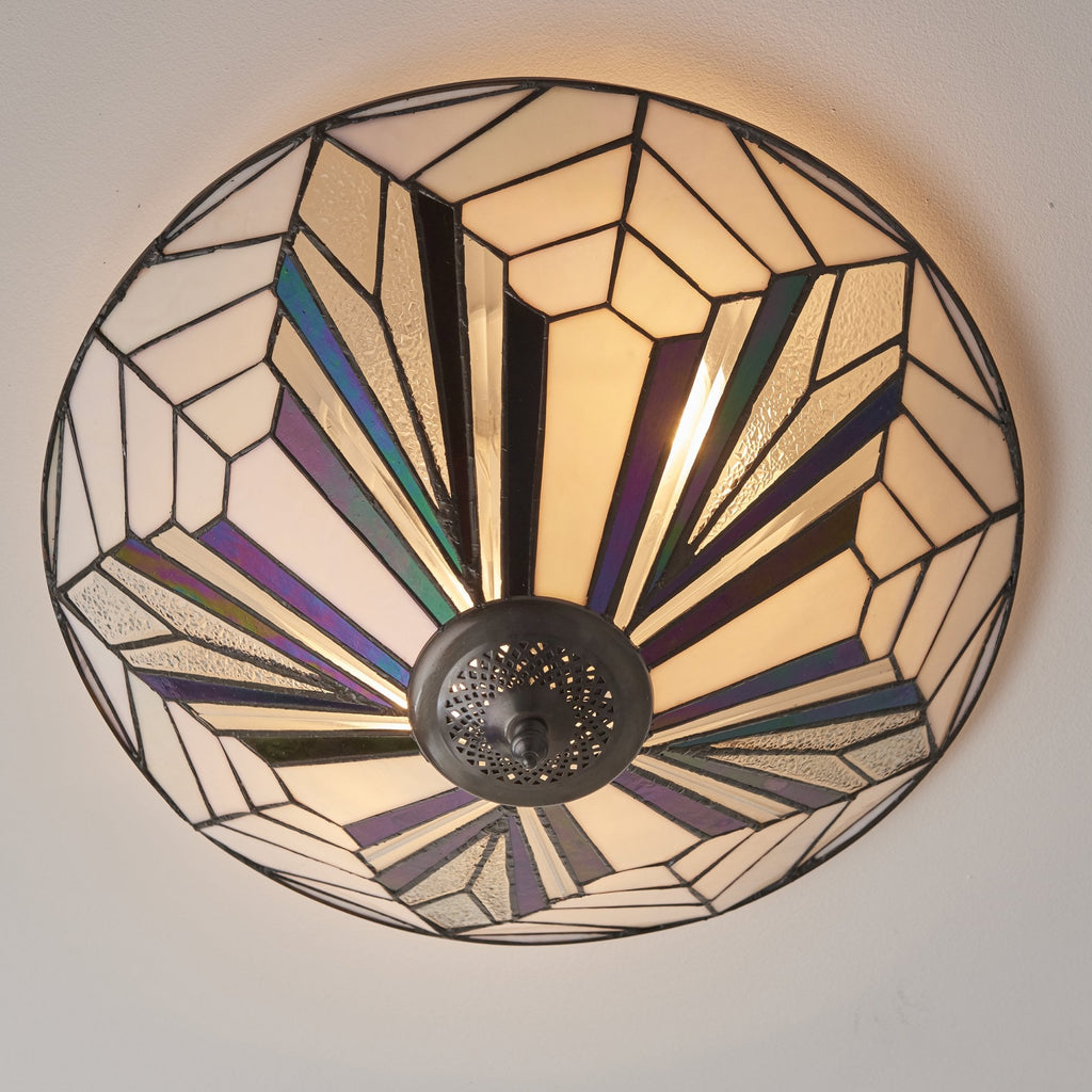Astoria Tiffany Large Flush Ceiling Light In Art Deco Style 63935
