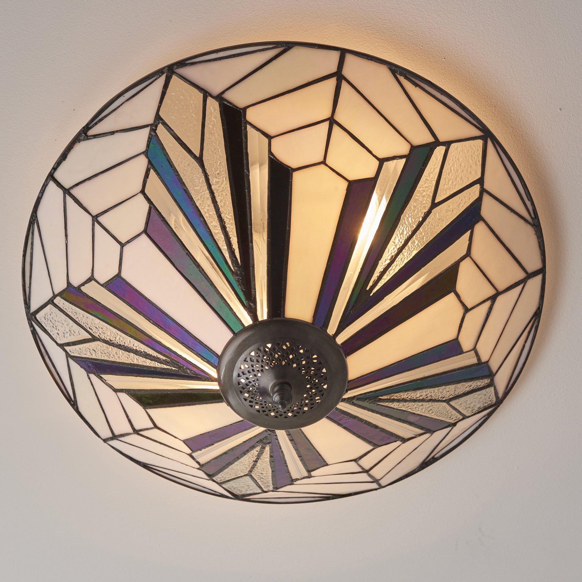 Astoria Tiffany Large Flush Ceiling Light In Art Deco Style 63935