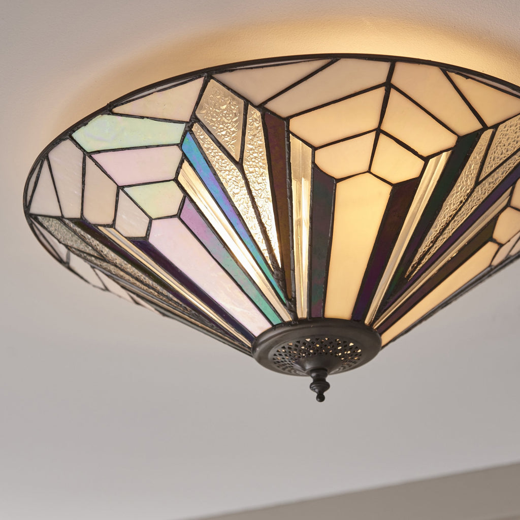 Astoria Tiffany Large Flush Ceiling Light In Art Deco Style 63935