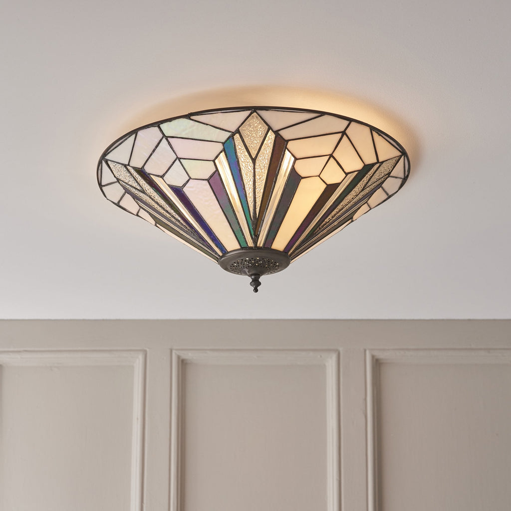 Astoria Tiffany Large Flush Ceiling Light In Art Deco Style 63935