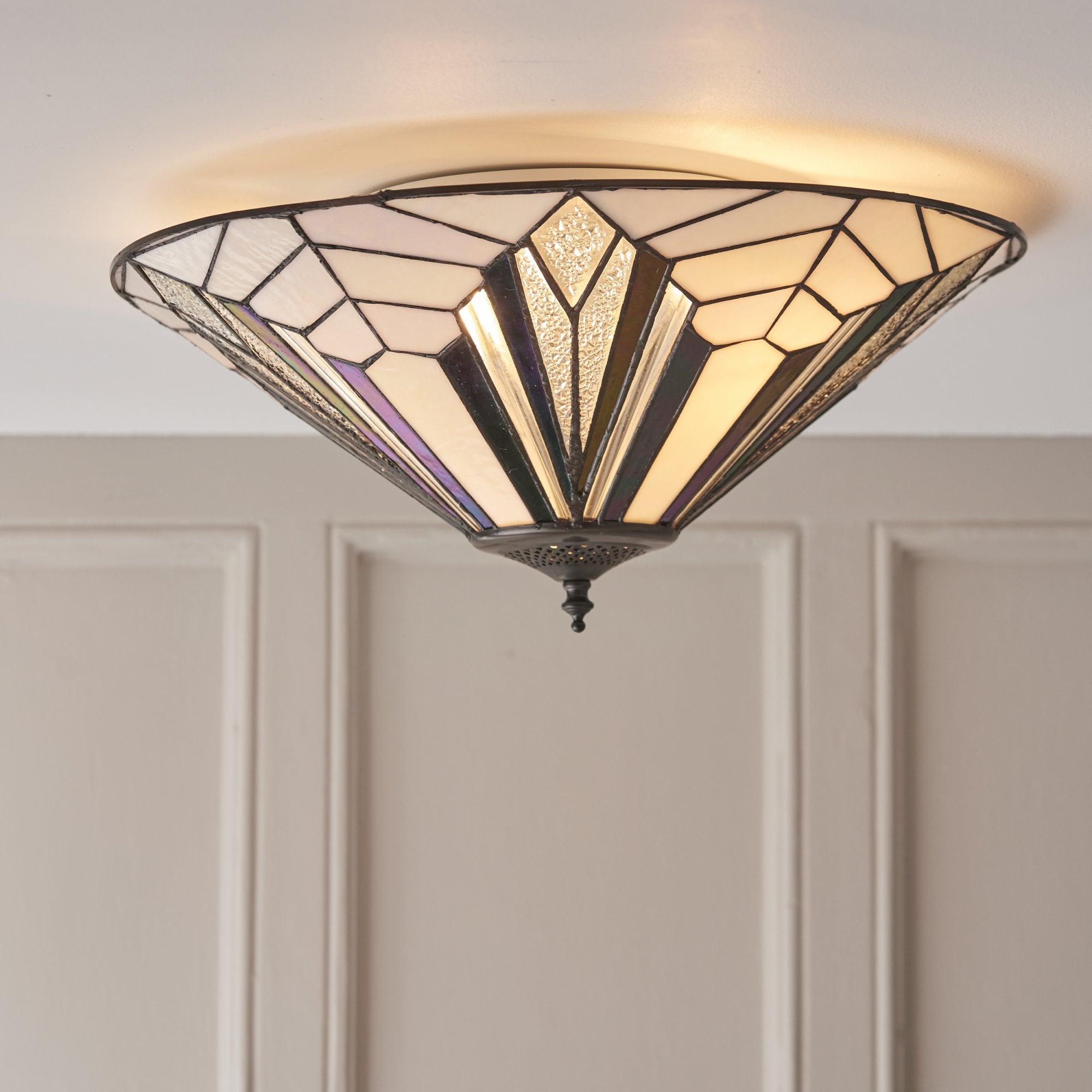 Astoria Tiffany Large Flush Ceiling Light In Art Deco Style 63935