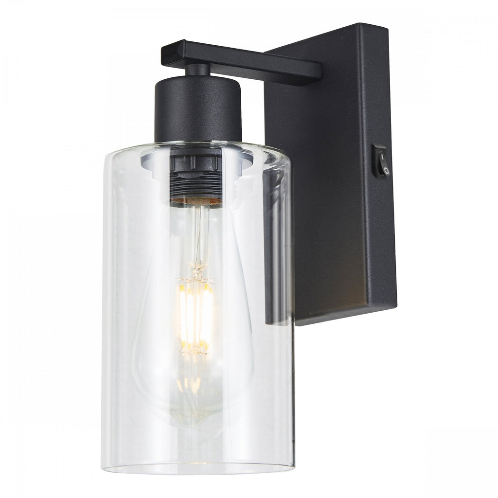 Miu Wall Light In Matt Black Finish With Clear Glass Shade MIU0722