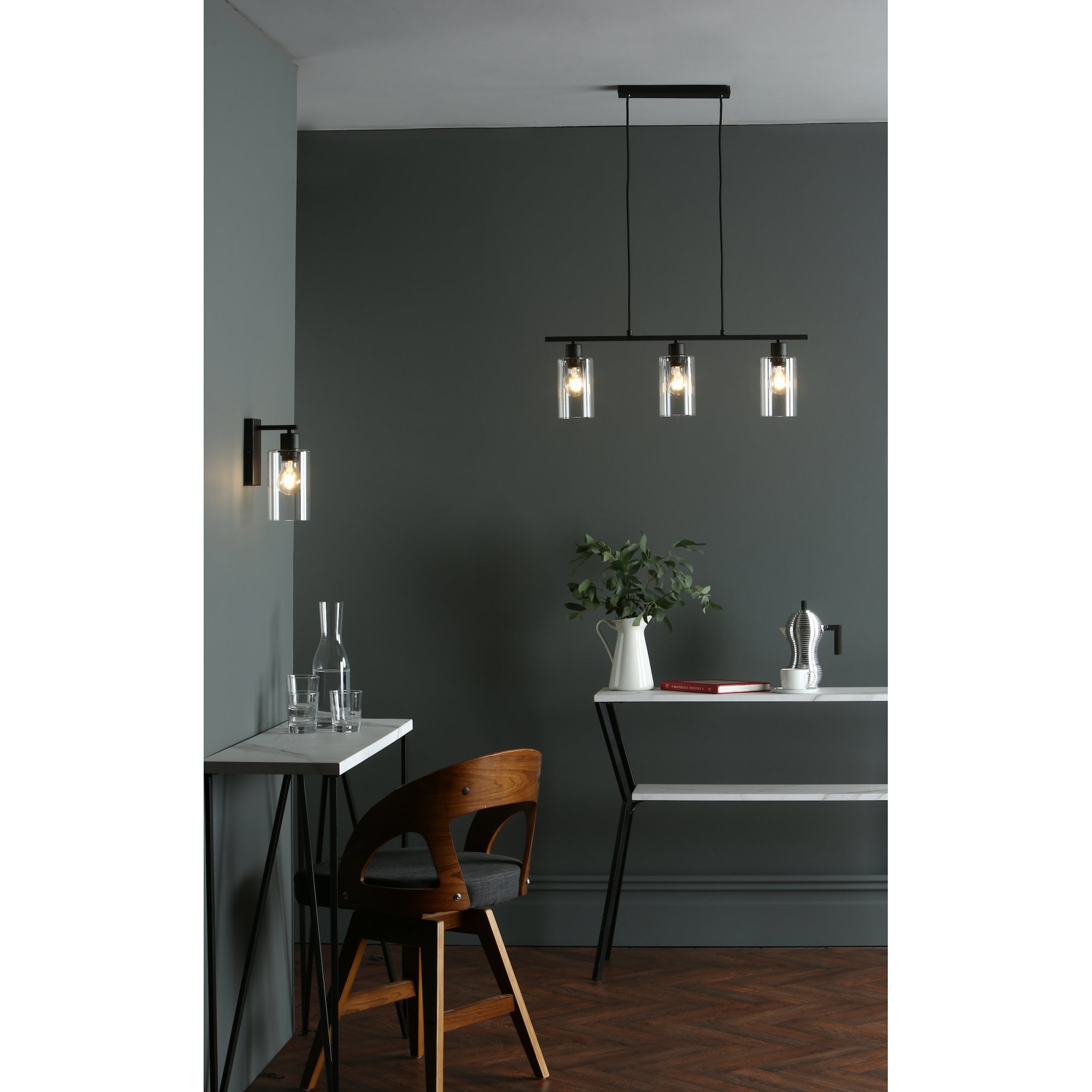 Miu Wall Light In Matt Black Finish With Clear Glass Shade MIU0722