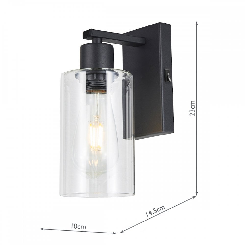 Miu Wall Light In Matt Black Finish With Clear Glass Shade MIU0722